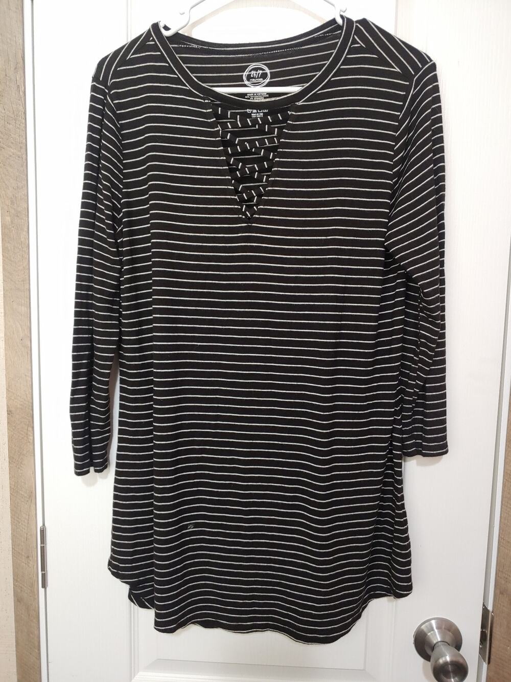 Womens Maurices Black and White Stripe Tunic sz M